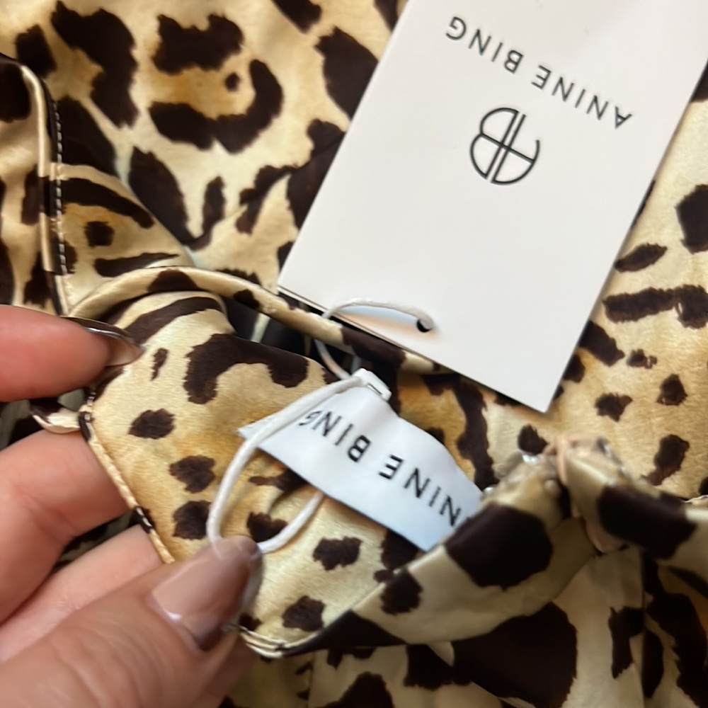 ANINE BING Valentine Stretch Silk Mini Dress in Cheetah Print - Picture 5 of 7